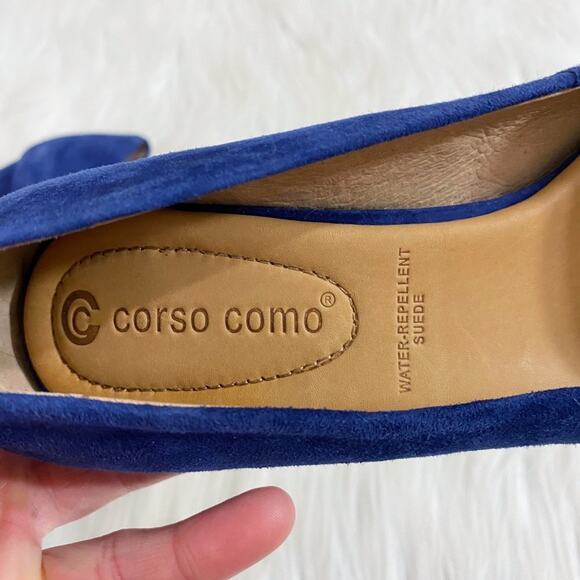 NWOB Corso Como Navy Blue Suede Pointy Toe Block Heel Pumps Women's US Size 6 - Picture 7 of 8